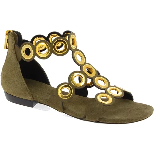 Flat Sandals with Gold Studs , female, Sizes: 3 UK, 3 1/2 UK - Barbara Bui - Modalova