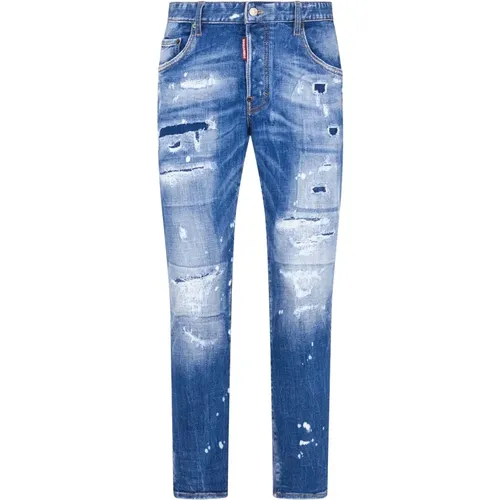 Denim Stretch Jeans with Distressed Details , male, Sizes: L, S, XS, XL - Dsquared2 - Modalova