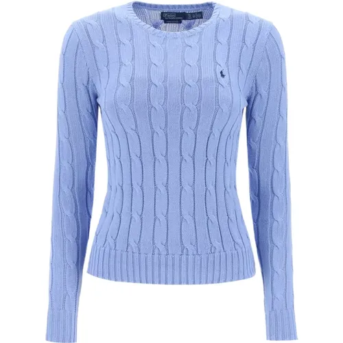 Cable Knit Cotton Sweater with Logo , female, Sizes: L, XL, M - Ralph Lauren - Modalova