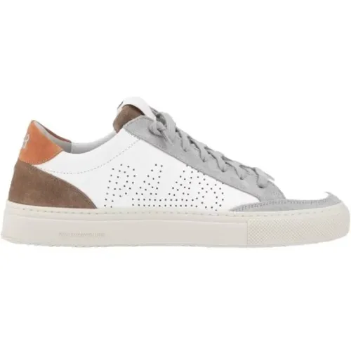 Weiße Leder Color Block Sneakers - P448 - Modalova