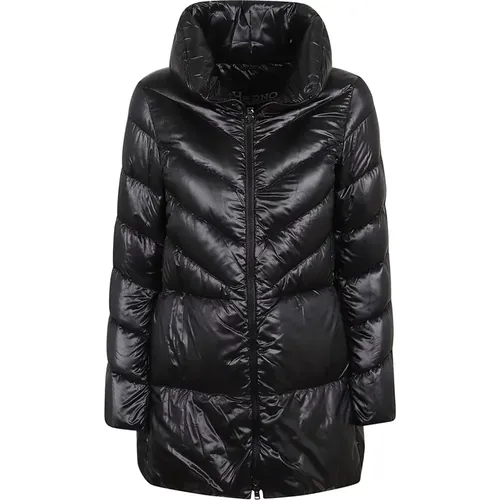 Schwarze A-Form Stepp-Nylonjacke - Herno - Modalova