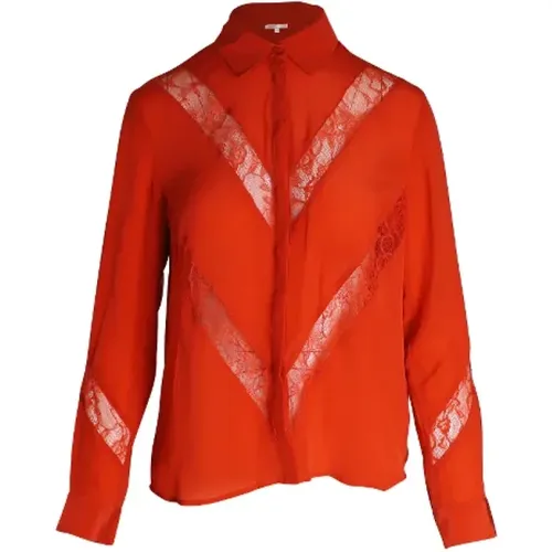 Silk Lace-Trim Shirt , female, Sizes: M - Maje - Modalova