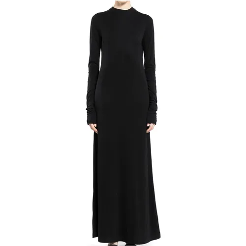 Schwarzes Jersey-Kleid mit Drapiertem Saum , Damen, Größe: XS - TotêMe - Modalova