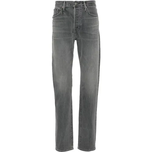 Jeans aus Baumwollmischung mit Lederlogo - Tom Ford - Modalova