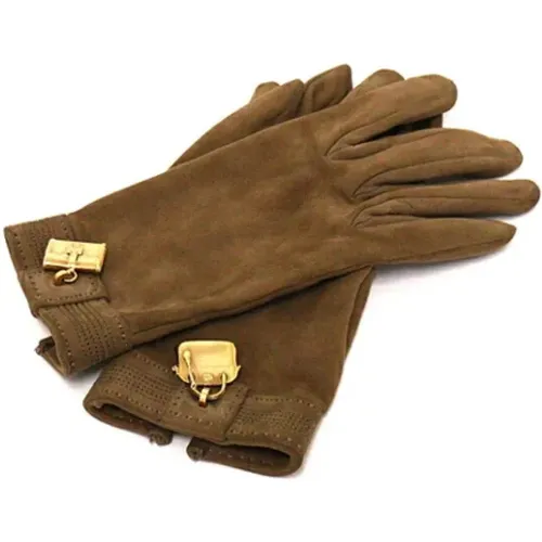 Pre-owned Suede Hermes Gloves , female, Sizes: ONE SIZE - Hermès Vintage - Modalova