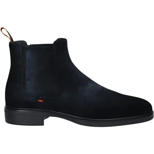 Blaue Wildleder Elastische Stiefeletten - Santoni - Modalova