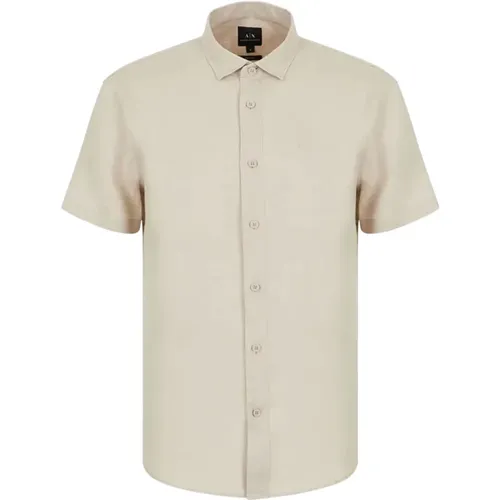 Kurzarmhemden,Kurzarm Dunkelblaue Hemden,Weiße Kurzarmhemden - Armani Exchange - Modalova