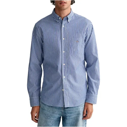 Poplin Stripe Shirt , male, Sizes: S, 4XL, 3XL, XL, 2XL, L - Gant - Modalova