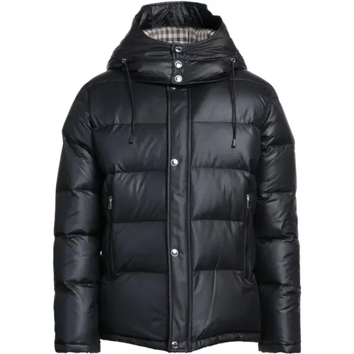 Tartan-Futter Kapuzenjacke Schwarz Gänsedaunen - Aquascutum - Modalova