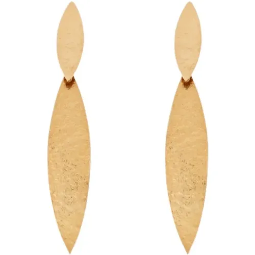 Blatt Doppel Ohrringe Vergoldet , Damen, Größe: ONE Size - Malababa - Modalova