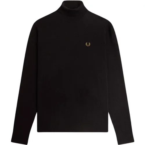 Hochgeschlossener Pullover aus Baumwolle und umweltfreundlicher Merinowolle , Herren, Größe: L - Fred Perry - Modalova