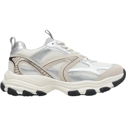 Damen Milky & Silver Sneakers aus gemischten Materialien mit flexibler Sohle ES8 Er00114671 , Damen, Größe: 37 EU - Estro - Modalova