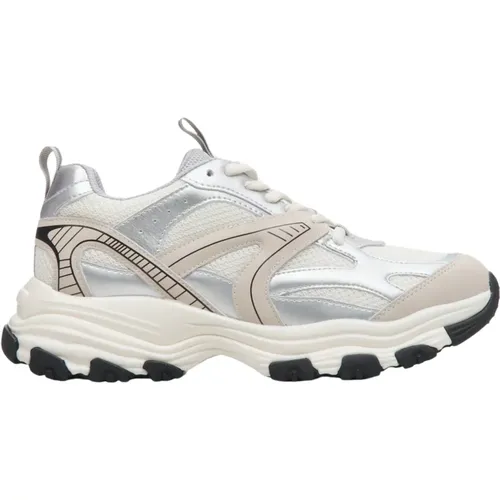 Luxuriöse Milky & Silver Sneakers , Damen, Größe: 36 EU - Estro - Modalova