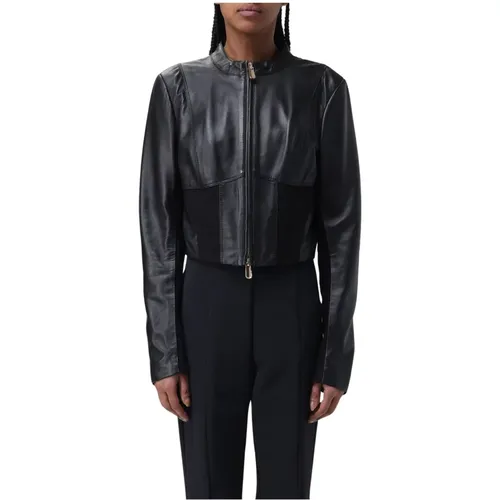 Leather Jacket , female, Sizes: 2XS - pinko - Modalova