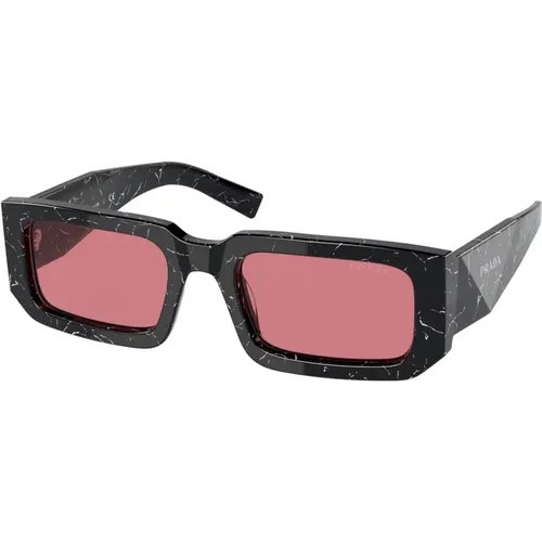 Schwarz Weiß Marmor/Rot Sonnenbrille Symbole PR 06Ys , unisex, Größe: 53 MM - Prada - Modalova