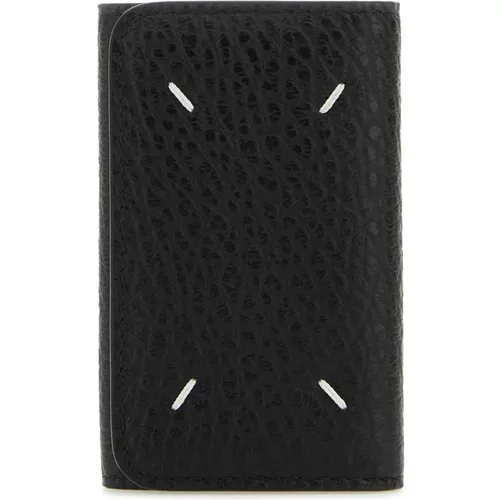 Schwarzes Leder Schlüsselanhänger Etui mit vier Stichen , Damen, Größe: ONE Size - Maison Margiela - Modalova