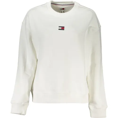 Weißer Sweatshirt mit Langen Ärmeln Besticktes Logo , Damen, Größe: M - Tommy Hilfiger - Modalova