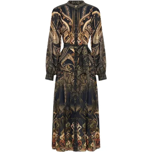 Silk Dress with Yoke Nouveau Noir , female, Sizes: M, L, S - Camilla - Modalova