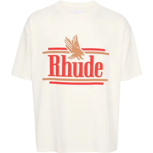 Weiße Baumwoll-T-Shirt mit Logo-Print , Herren, Größe: M - Rhude - Modalova