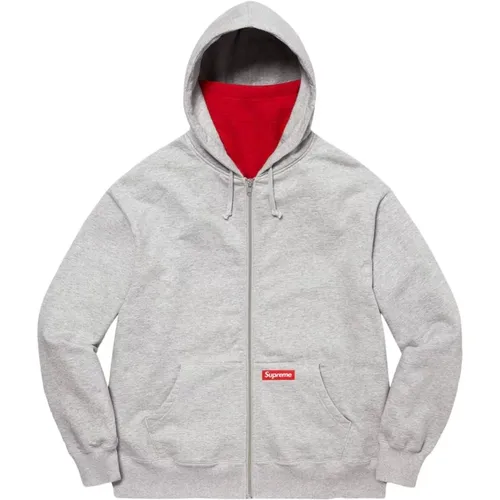 Double Hood Zip Up Hoodie Heather Grey , male, Sizes: 2XL, M - Supreme - Modalova