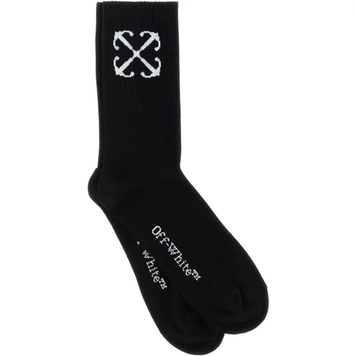 Schwarze Stretch-Baumwollsocken , Herren, Größe: S - Off White - Modalova