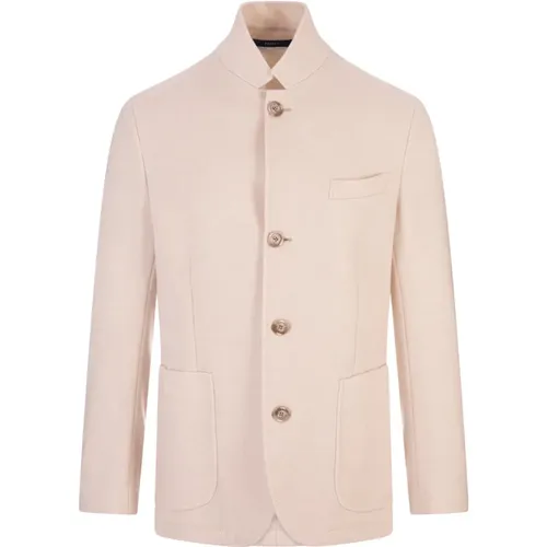 Elegant Ivory Cashmere Short Coat - Fedeli - Modalova