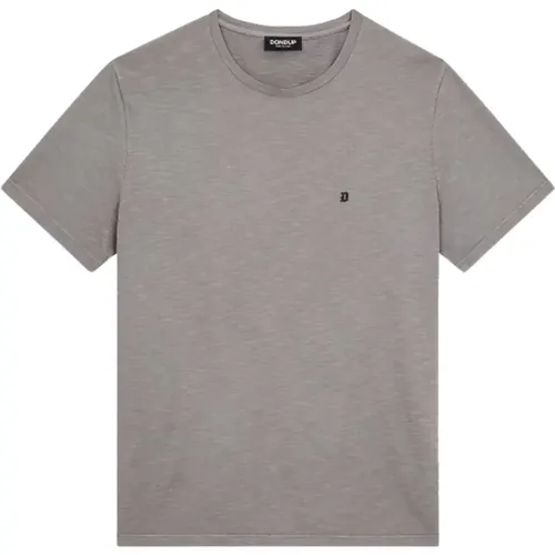Kurzarm Baumwoll T-shirt Grau , Herren, Größe: M - Dondup - Modalova