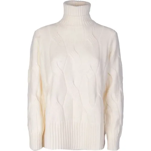 Turtleneck with Cable Knit Detail , female, Sizes: XS - Kangra - Modalova