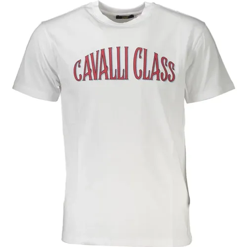 Elegantes weißes Print-T-Shirt , Herren, Größe: XL - Cavalli Class - Modalova