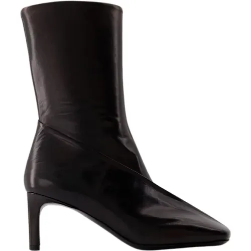 Schwarze Leder Stiefeletten - Jil Sander - Modalova