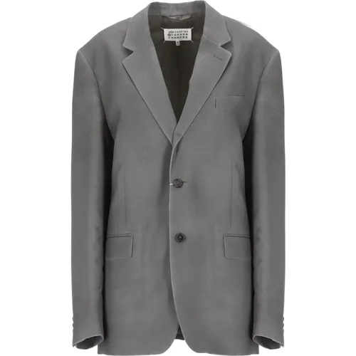 Grauer Wollmohair-Blazer Frau - Maison Margiela - Modalova