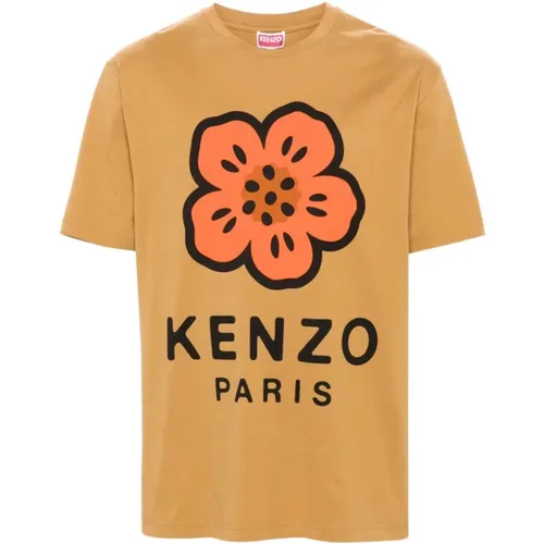 Flower Motif Jersey T-shirts and Polos , male, Sizes: L, M, XL - Kenzo - Modalova