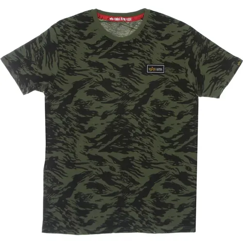 Camo Brushstroke Grünes Taktisches Tee , Herren, Größe: XL - alpha industries - Modalova