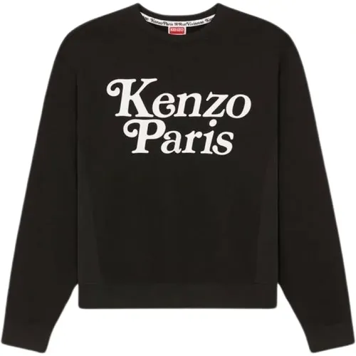 Schwarzer Crew Neck Sweatshirt Baumwolle , Herren, Größe: XL - Kenzo - Modalova