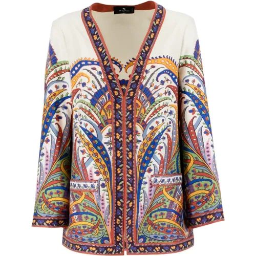 Silk Jacket with Multicoloured Print , female, Sizes: M, XS - ETRO - Modalova