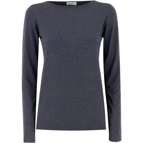 Nachtblauer Luxus-Strickpullover Aw23 - BRUNELLO CUCINELLI - Modalova