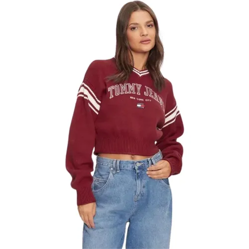 Bordeaux Varsity Sweater , female, Sizes: S - Tommy Hilfiger - Modalova