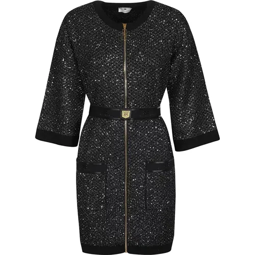 Chic Mini Dress with Belt , female, Sizes: L, S - Elisabetta Franchi - Modalova