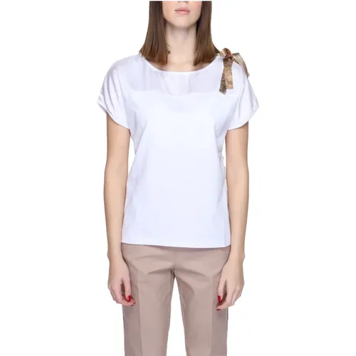 Weißes Baumwollmischung Kurzarm T-Shirt , Damen, Größe: L - Alviero Martini 1a Classe - Modalova
