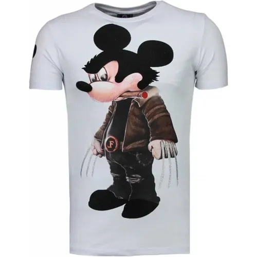 Bad Mouse Rauchender Rhinestone - Herren T-Shirt - 5090W , Herren, Größe: S - Local Fanatic - Modalova