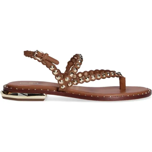 Uneven Sandals with Leather Upper and Metallic Details , female, Sizes: 3 UK, 2 UK - Ash - Modalova