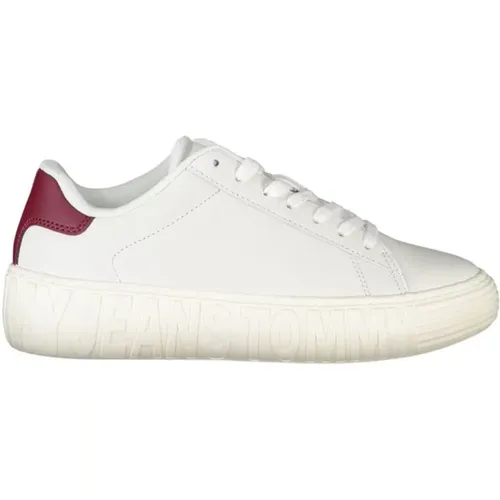 Contrast Detail Polyester Lace-Up Sneaker , female, Sizes: 6 UK, 5 UK, 3 UK, 8 UK, 7 UK, 4 UK - Tommy Hilfiger - Modalova