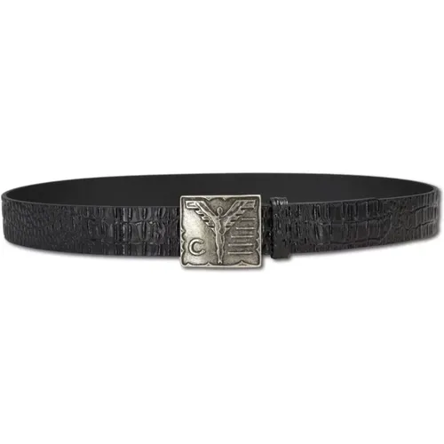 Genuine Leather Belt with Crocodile Embossing Cela , male, Sizes: 105 CM, 100 CM, 95 CM, 110 CM, 90 CM, 115 CM - carlo colucci - Modalova