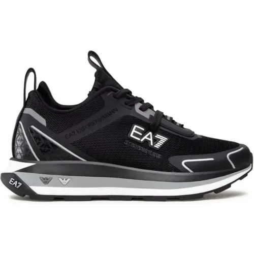 Schwarze Herren-Sneakers mit Kontrastlogo , Herren, Größe: 42 2/3 EU - Emporio Armani EA7 - Modalova