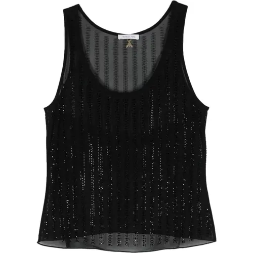 Crystal Embellished Mesh Top , female, Sizes: XS, S, M - PATRIZIA PEPE - Modalova