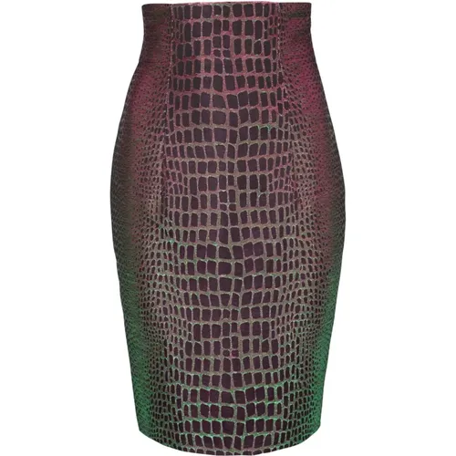 Schillernder Croco-Jacquard-Rock - Balmain - Modalova