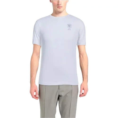T-Shirt - Klassisches Modell , Herren, Größe: XL - Blauer - Modalova