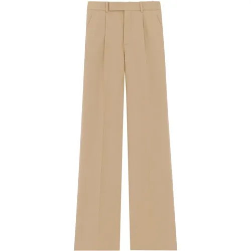 Luxury Wide Trousers in , female, Sizes: L, S - Saint Laurent - Modalova