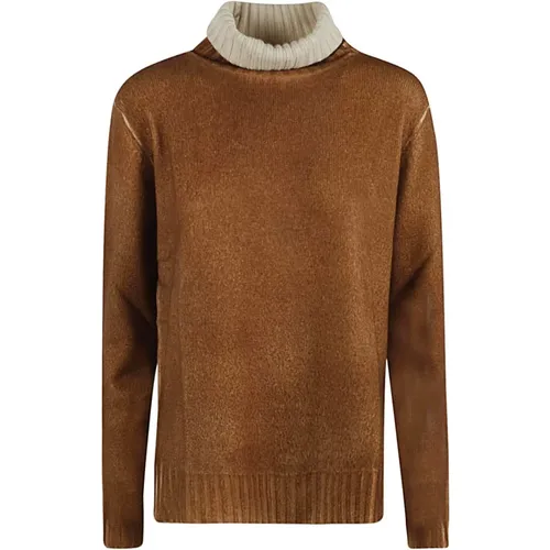 Camel Wool Cashmere Turtleneck , female, Sizes: L - Alessandro Aste - Modalova