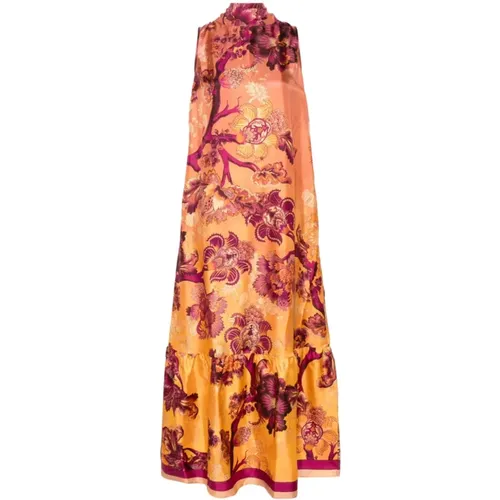 Floral Print Silk Dress , female, Sizes: M, L - F.r.s For Restless Sleepers - Modalova